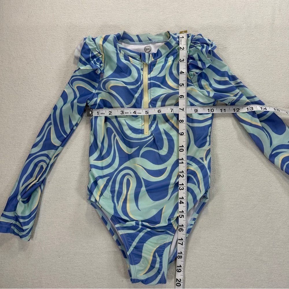 Wonder Nation Blue and Teal- 1 Piece Rash guard Swimsuit Sz 5T - Picture 4 of 7